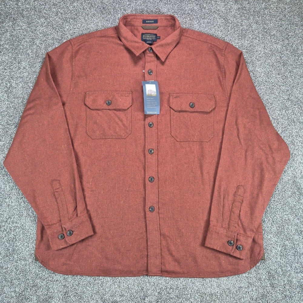 NWT Pendleton Burnside Flannel Shirt Mens XXL Red Donegal Heather Cotton